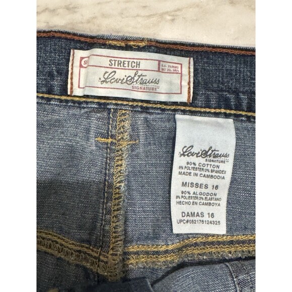 Levi’s Signature Stretch Denim Maxi Skirt Front Slit Dark Wash Misses 16 L/XL - Picture 5 of 11